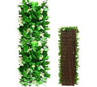 Pesoncarl Clôture Extensible en Bois avec orchidées et Feuilles en Soie, écran décoratif pour Cour, Jardin, Mur, fenêtre