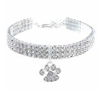 Pesoncarl Collier de Chien en Diamant de Luxe, Collier Chien réglable, chaîne Chat, délicat avec Pendentif en Forme Patte cœur, Accessoires Bijoux pour Chiens et Chats, S