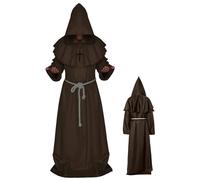 Pesoncarl Costume de prêtre, robe de moine Renaissance, costume cosplay d'Halloween avec capot, capot moine à capuche médiéval pour hommes, s, déguise