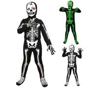 Pesoncarl Costume de squelette pour tout-petit Costume complet de corps en squelette à manches longues sombres avec des gants costumes d'Halloween effrayants pour garçons et filles, L, Halloween 2025