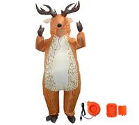 Pesoncarl Costume gonflable Costume de cerf de Noël en une seule pièce Costumes drôles Costumes de costume de taille unique pour hommes Femmes pour la fête d'Halloween de Noël pour adultes, jouets