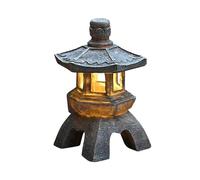 Pesoncarl Décoration de Jardin, Statue de Jardin Pagode, Style Japonais, Résistante aux UV, Imperméable, Solaire, Rouge, LED, 26 x 14,5 x 14,5 cm