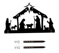 Pesoncarl Décorations de Noël, Ensembles de crèche pour Noël intérieur avec Support, décorations religieuses en Fer pour crèche, Maison, Bureau, fête, pelouse, Style 1