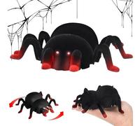Pesoncarl Décorations d'halloween, araignée télécommandée pour Enfants, Escalade au Sol/Mur, araignée réaliste avec œil Lumineux, Rechargeable par USB, 200 mAh RC pour Halloween, farces, fêtes
