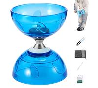 Pesoncarl Diabolo Chinois Yoyo Set Portable Bleu Grand Diabolo Yoyo à Triple roulement avec bâton de Jeu, Ficelle et Sac en Filet, Jouet d'entraînement pour Adultes, Enfants et Personnes âgées