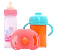 Pesoncarl Ensemble de 3 biberons de poupée avec tétines, biberons poupée Magiques Mignons avec du Lait ou du jus Qui disparaît, Accessoires poupées Simulation Amusants pour Enfants