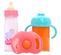 Pesoncarl Ensemble de 3 biberons de poupée avec tétines, biberons poupée Magiques Mignons avec du Lait ou du jus Qui disparaît, Accessoires poupées Simulation Amusants pour Cadeaux fête d'enfants