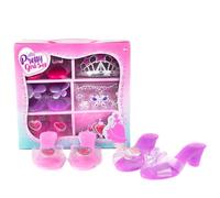 Pesoncarl Ensemble de Chaussures d'habillage de Princesse, Accessoires d'habillage Princesse à la Mode, couronnes, Colliers et Boucles 'Oreilles, Talons Mignons pour Tout-Petits, Collection Jeux rôle