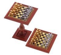 Pesoncarl Ensemble d'échecs pour Maison de poupée 2 pièces en Alliage détaillé à l'échelle 1/12 Meubles de Maison de poupée Ensemble d'échecs DIY décoratif à l'échelle 1/12, Table d'échecs