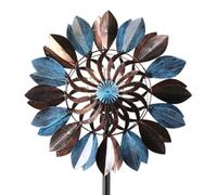 Pesoncarl Éolienne, Sculpture éolienne, Spinner Solaires, filateurs à Vent de 74,4 Pouces de Haut pour Jardin, Boule de Verre Solaires avec Moulin à Vent, Filtre à Vent en métal, Bleu foncé