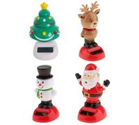 Pesoncarl Figurines de Danse solaires 4pcs Tree de Noël, cerf, Santa & Snowman Solar Dancing Toys 2.8x4.4In Bobbleheads décoratifs animés, Cadeaux Noël, Jouets