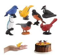 Pesoncarl Figurines d'oiseaux, 7 pièces, Mini Figurine d'oiseau en Plastique, Jouets éducatifs Oriole Robin Cardinal pour Enfants, décoration de gâteau et décoration