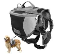 Pesoncarl Harnais de Sac à Dos pour Chien, Sac à Dos Portable et Respirant pour Chiens avec poignée et Double Poches, Gilet lesté réglable pour la randonnée, Le Camping, Les Voyages, 7, 5-18 kg