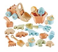Pesoncarl Jouets de Plage pour Enfants, Ensemble de Jouets Fosse à Sable avec Seau Plage, Camion à Benne basculante, Pelle Sable, râteau, Moule Animal pour Enfants, Jouet Jeu, Piscine, 19 pièces