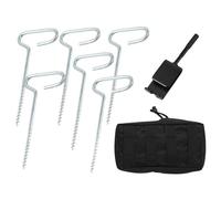 Pesoncarl Kit d'ancrage de Glace, 8pcs / Set kit d'ancrage à Glace en Acier avec boîtier de Transport et Crochet pour Le Camping et la pêche en Plein air 'Hiver, Sport