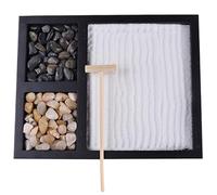 Pesoncarl Kit de Jardin Zen, Mini Jardin Zen de Table Japonais avec râteau, Sable Blanc et rivières Roches Méditation Zen Sand Garden pour Les Ornements de Bureau, Galets, Jardin Zen pour Le Bureau