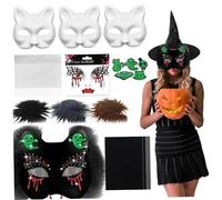 Pesoncarl Kit de masque Therian, kit de masque chat à thème vampire avec fausse fourrure, feuille maille pour les yeux, tissu en feutre et autocollant pour la fête cosplay mascarade d'Halloween