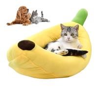Pesoncarl Lit pour Chat, Jolis Lits pour Chat en Forme de Banane 23x13 Pouces, Doux et Confortable, Fournitures pour Animaux de Compagnie pour Chats, Chatons, Lapins, Petits Chiens, Jaune
