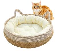 Pesoncarl Lits de Chats pour Chats intérieurs, paniers de Chat tissés 16 x 6 Pouces lit avec Coussin Doux, lit Chaton à l'épreuve des Rayures.