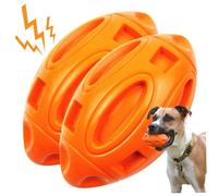 Pesoncarl Lot de 2 balles couinantes pour Chiens en Forme de Football pour mâcheurs agressifs, 12, 7 x 7, 6 cm, Jouet en Caoutchouc Indestructible pour entraînement, Dentition, Jeu interactif, Orange