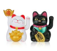 Pesoncarl Lot de 2 bras de chat porte-bonheur à énergie solaire pour chat chinois - 5,1 cm - Statue de chat porte-bonheur pour ouverture d'entreprise, bureau, voiture