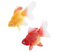 Pesoncarl Lot de 2 faux poissons rouges, modèle de poisson artificiel d'aquarium en plastique réaliste mobiles jaunes et or rouge Décorations de réservoir de poisson flottantes