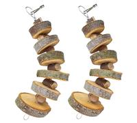 Pesoncarl Lot de 2 Jouets à mâcher pour Lapin, Jouets en Bois Naturel sûr, Lapin à mâcher Amusant, Boule Ronde pour Hamster, Jouet en Bois Suspendre pour Lapins, Chinchilla, cochons d'Inde, Hamsters