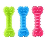 Pesoncarl Lot de 3 Jouets à mâcher pour Chien, Jouet de Brosse à Dents en Caoutchouc sûr et résistant aux morsures, Jouets Dentition en Forme d'os 4, 3 Pouces, Jouet Morsure et Brosse pour Chiens