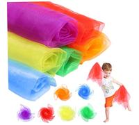 Pesoncarl Lot de 6 Foulards en Soie, 23, 6 x 23, écharpe colorée Douce et respectueuse de la Peau pour Enfants, Jouet sensoriel carré Lavable pour la Performance, Accessoires vestimentaires