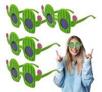 Pesoncarl Lunettes de soleils drôles, 4pcs Cactus Fun Sunglasses, verres de fête en plastique, lunettes drôles pour enfants adultes, fête hawaïenne plage