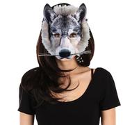 Pesoncarl Masque de loup, masque d'animal demi-visage avec sangle élastique, Furry Therian, 8.3x6.7x3.2 Costume de cosplay drôle pour fête mascarade