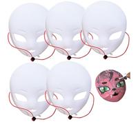 Pesoncarl Masques pour les enfants, masque blanc, 5pcs PVC Big Eye Fursuit Head Mask avec sangle, bricolage pour peindre le costume de masque, masque de cosplay drôle pour kawaii mascarade Halloween