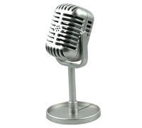 Pesoncarl Microphone d'accessoires avec Stand Classic Retro Microphone Plastic Vintage Vintage Table Decoration pour Le Tournage de Dance Shows Practice Using, Silver, Toys