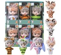 Pesoncarl Mini poupées avec de Grands Yeux 3.2 Mignonnes et réalistes en PVC avec Tenues, Bandeau et articulations Mobiles, Jouets de Jeu rôle sûrs pour Filles garçons, 6 Styles