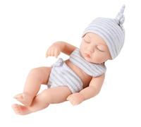 Pesoncarl Mini poupées de bébé, poupée de Nouveau-né réaliste Mignonne 7 Pouces, Petite poupée en Vinyle Souple avec des vêtements à Rayures, Mini poupées en Silicone Portables pour Cadeaux d'enfants