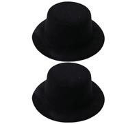 Pesoncarl MINI TOP HAT 2PCS 5x2 pouces minuscule chapeau haut de gamme Noire en peluche petit bricolage mini-chapeaux pour l'artisanat, chapeaux de poupée, animal compagnie, bouchons vins, jouets