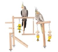 Pesoncarl Oiseau de Jeu d'oiseaux, Support de perchoir d'oiseau en Bois Naturel, Support Perroquet en Bois avec des échelles pents conu