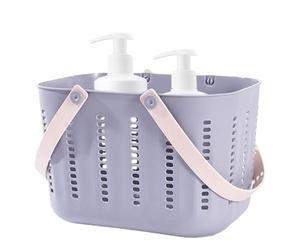 Pesoncarl Organisateur de Douche, Panier de Douche 10x7.5x7 Pouce Caddy de Douche avec Drain PPP PP Bath Caddy avec poignée en Silicone