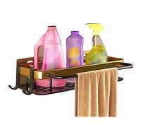 Pesoncarl Organisateur d'évier mural auto-adhésif sans perforation, amovible, lavable, brosse de drainage, plumeau, porte-éponge, organisateur pour cuisine, salle de bain, et or