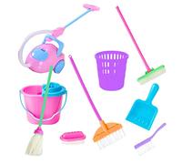 Pesoncarl Outils de Nettoyage de Maison poupée, vadrouille Miniature, Pelle à poussière, Seau, Brosse, Accessoires Maison poupée, Cadeaux fête, 9 pièces