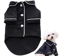 Pesoncarl Pajamas de Chien Clôture de Bouton Couleur Noire Pyjamas Chat avec Collier et 2 Manches Courtes Adorables vêtements pour Animaux Compagnie Confortables pour Un Meilleur Sommeil, Photo