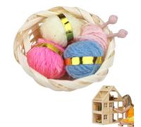 Pesoncarl Panier à Aiguilles pour Maison de poupée 1:12, Panier à Tricoter Miniature avec Boule de Fil Laine, Accessoires pour Maison poupée Noël, décoration 1, 18 x 0, 79 Pouces, Cadeau fête