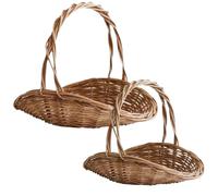 Pesoncarl Panier de Jardin Rectangulaire en Osier Naturel, 2pcs Panier de Récolte avec Poignée pour Stockage et Décoration