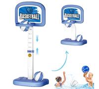 Pesoncarl Pool Basketball Hoop, Hauteur réglable Pool Basketball Cerce au Bord de la Piscine avec 2 balles, Cerceau de Basket en Plastique pour Cadeaux pour Enfants, intérieur extérieur