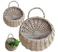 Pesoncarl Pots de Fleurs, planteur Suspendu 2pcs Natrual rotin jardinière Vintage Mur Panier de Rangement de Rangement