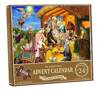 Pesoncarl Puzzle Advent Calendar 2024, Christmas Advent Calendar 2024, 1008 pièces Puzzle de Jigsaw, 24 Jours la Naissance de Jésus Countdown Calendar