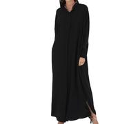 Pesoncarl Robes Musulmanes pour Femmes, Robe de prière Musulmane à Manches Longues, 56,7 Pouces vêtements de prière lâches Jilbab pour Femmes Musulmanes Noires, Robe Abaya pour Femmes
