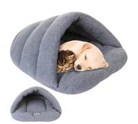 Pesoncarl Sac de Couchage de Chat, lit Thermique d'hiver avec Capuche, Grotte Chat à Chiens Molle à moitié Couverte, lit Grotte Chiot Portable, Maison Compagnie Confortable Pliable pour et Lapin, s