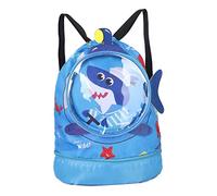 Pesoncarl Sac de Plage Kids Drawstring Sac à Dos Sac de Natation pour Enfants Sac à Dos Double Couche sèche et séparation Humide Sac de Rangement imperméable Big Shark Bleu, Sacs d'équipement