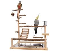 Pesoncarl Stand de Jeu de Perroquet, Oiseau de Jeu d'oiseaux Natural Wood Parrot Stand avec gastronomie Bird Perch Stand Play Gym Budgie Toys perchot perchoir pour Les Pochettes à Pochettes Budge